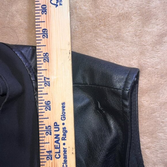 Joseph Ribkoff Women 12 Black Faux Leather Sheer Sleeveless Cardigan Vest‎ (V) - Picture 5 of 7